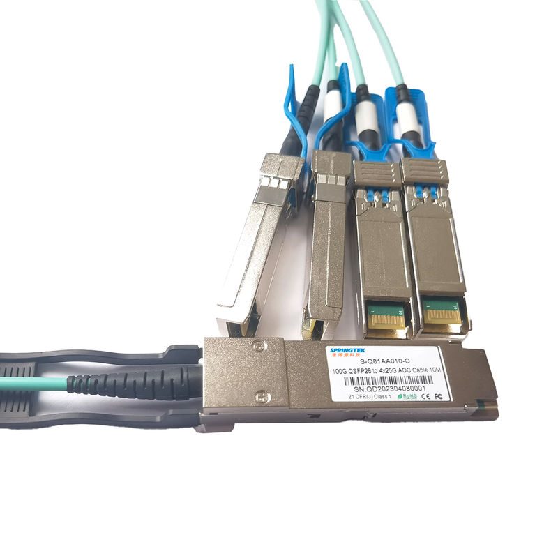 100G QSFP28 zum Ausbruch-aktiven Lichtleiterkabel 4x25G SFP28   Kabel 10m 20m 100Gbase Transceiver-AOC