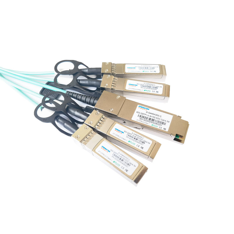 3M 40G QSFP+ zu aktivem Lichtleiterkabel MMF 4X10g SFP+ AOC für Ethernet und Faser-Kanal